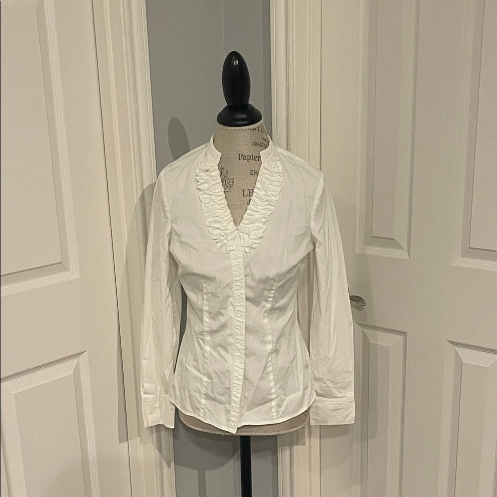 The Limited White Ruffled Blouse
